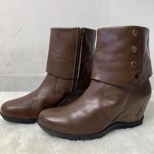 Sanita Women's Brown Maddox Wedge Leather Boots Size 40